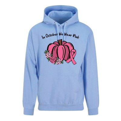 In October We War Pink Autumn Breast Cancer Unisex Surf Hoodie