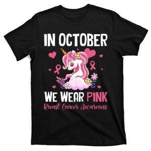 In October We Wear Unicorn Breast Cancer Awareness T-Shirt