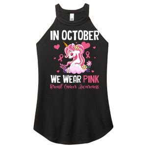 In October We Wear Unicorn Breast Cancer Awareness Women's Perfect Tri Rocker Tank