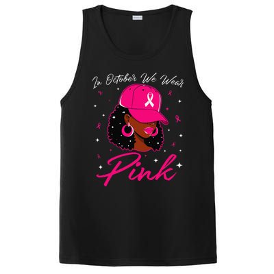 In October We Wear Pin.K Black Woman Breast Cancer Awareness PosiCharge Competitor Tank