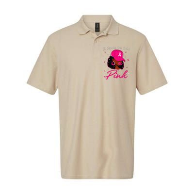 In October We Wear Pin.K Black Woman Breast Cancer Awareness Softstyle Adult Sport Polo