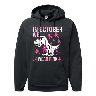 In October We Wear Ribbon Breast Cancer Awareness Performance Fleece Hoodie