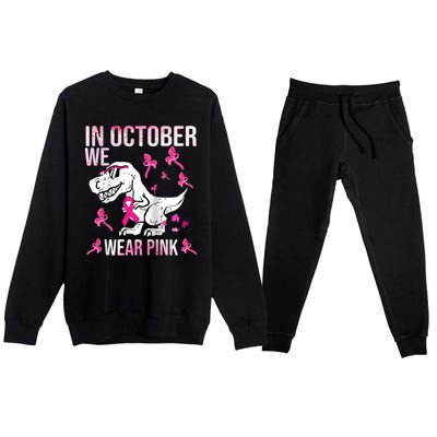 In October We Wear Ribbon Breast Cancer Awareness Premium Crewneck Sweatsuit Set