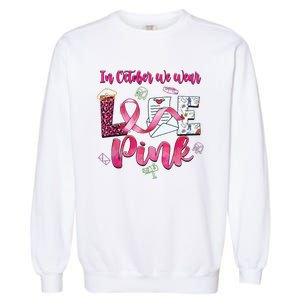 In October We Wear Love Postal Worker Breast Cancer Garment-Dyed Sweatshirt