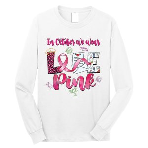 In October We Wear Love Postal Worker Breast Cancer Long Sleeve Shirt