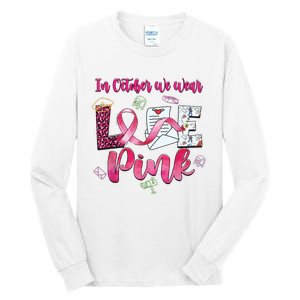 In October We Wear Love Postal Worker Breast Cancer Tall Long Sleeve T-Shirt