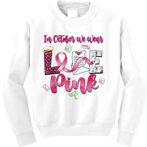 In October We Wear Love Postal Worker Breast Cancer Kids Sweatshirt