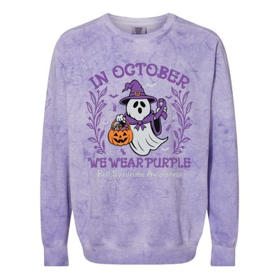 In October We Wear Purple Rett Syndrome Awareness Halloween Colorblast Crewneck Sweatshirt