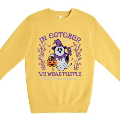 In October We Wear Purple Rett Syndrome Awareness Halloween Premium Crewneck Sweatshirt