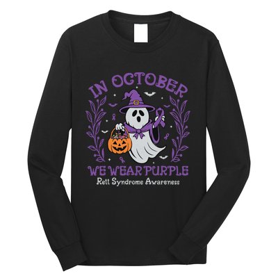 In October We Wear Purple Rett Syndrome Awareness Halloween Long Sleeve Shirt