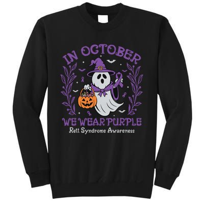 In October We Wear Purple Rett Syndrome Awareness Halloween Sweatshirt