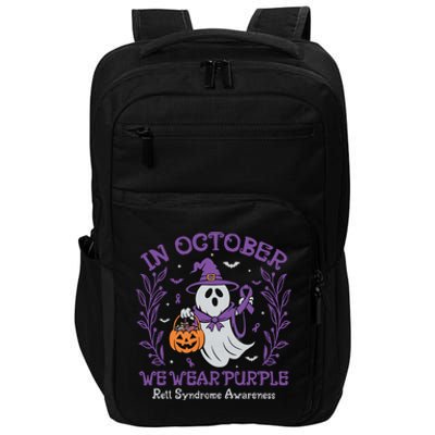 In October We Wear Purple Rett Syndrome Awareness Halloween Impact Tech Backpack