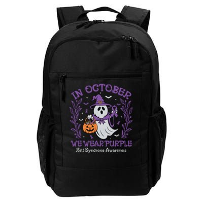 In October We Wear Purple Rett Syndrome Awareness Halloween Daily Commute Backpack