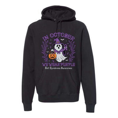 In October We Wear Purple Rett Syndrome Awareness Halloween Premium Hoodie