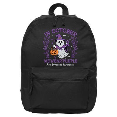 In October We Wear Purple Rett Syndrome Awareness Halloween 16 in Basic Backpack