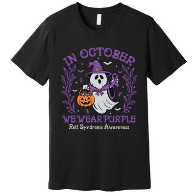 In October We Wear Purple Rett Syndrome Awareness Halloween Premium T-Shirt