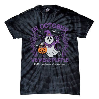 In October We Wear Purple Rett Syndrome Awareness Halloween Tie-Dye T-Shirt