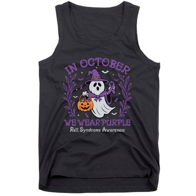 In October We Wear Purple Rett Syndrome Awareness Halloween Tank Top