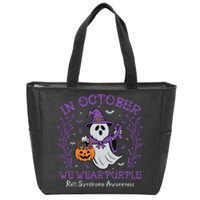 In October We Wear Purple Rett Syndrome Awareness Halloween Zip Tote Bag