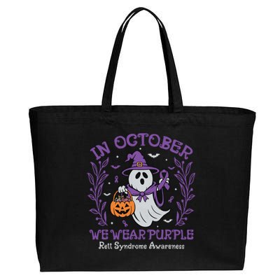 In October We Wear Purple Rett Syndrome Awareness Halloween Cotton Canvas Jumbo Tote