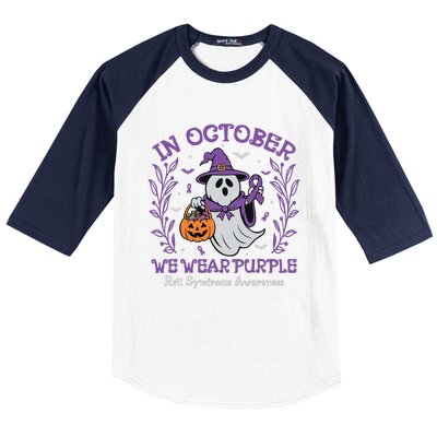 In October We Wear Purple Rett Syndrome Awareness Halloween Baseball Sleeve Shirt