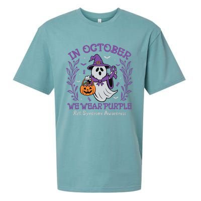 In October We Wear Purple Rett Syndrome Awareness Halloween Sueded Cloud Jersey T-Shirt