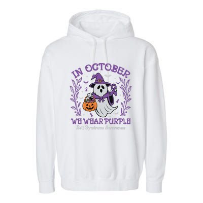 In October We Wear Purple Rett Syndrome Awareness Halloween Garment-Dyed Fleece Hoodie