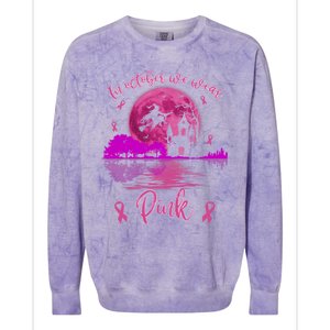 In October We Wear Pink Breast Cancer Awareness Moon Witch Great Gift Colorblast Crewneck Sweatshirt