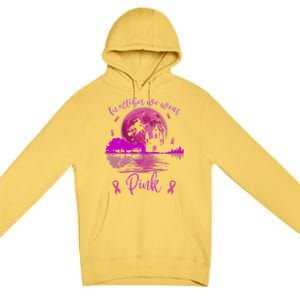 In October We Wear Pink Breast Cancer Awareness Moon Witch Great Gift Premium Pullover Hoodie