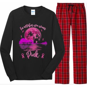 In October We Wear Pink Breast Cancer Awareness Moon Witch Great Gift Long Sleeve Pajama Set