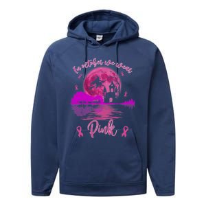 In October We Wear Pink Breast Cancer Awareness Moon Witch Great Gift Performance Fleece Hoodie