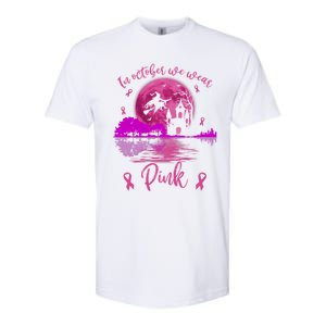 In October We Wear Pink Breast Cancer Awareness Moon Witch Great Gift Softstyle CVC T-Shirt