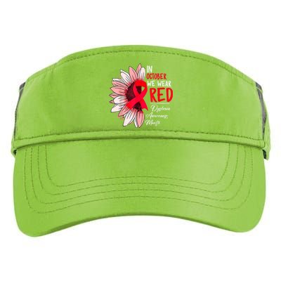 In October We Wear Red Sunflower Dyslexia Awareness Month Adult Drive Performance Visor