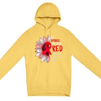 In October We Wear Red Sunflower Dyslexia Awareness Month Premium Pullover Hoodie