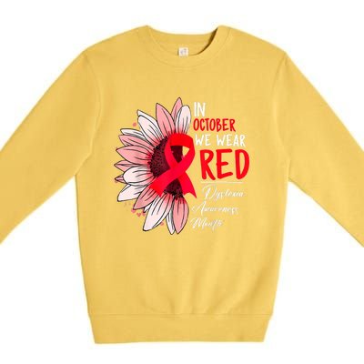 In October We Wear Red Sunflower Dyslexia Awareness Month Premium Crewneck Sweatshirt