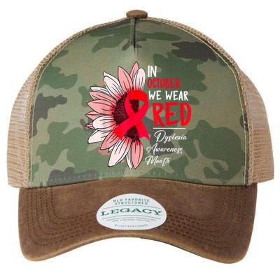 In October We Wear Red Sunflower Dyslexia Awareness Month Legacy Tie Dye Trucker Hat