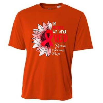 In October We Wear Red Sunflower Dyslexia Awareness Month Cooling Performance Crew T-Shirt