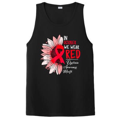 In October We Wear Red Sunflower Dyslexia Awareness Month PosiCharge Competitor Tank