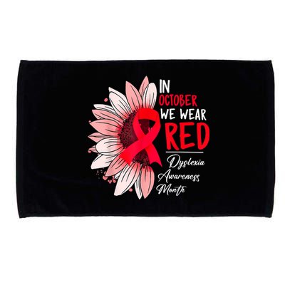 In October We Wear Red Sunflower Dyslexia Awareness Month Microfiber Hand Towel