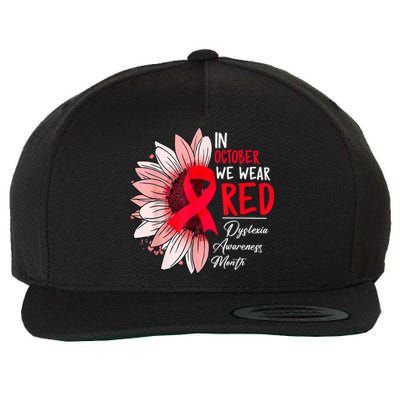 In October We Wear Red Sunflower Dyslexia Awareness Month Wool Snapback Cap