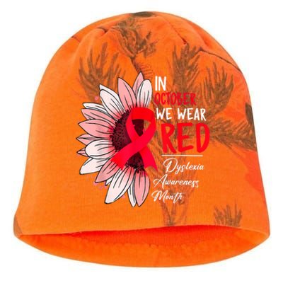 In October We Wear Red Sunflower Dyslexia Awareness Month Kati - Camo Knit Beanie