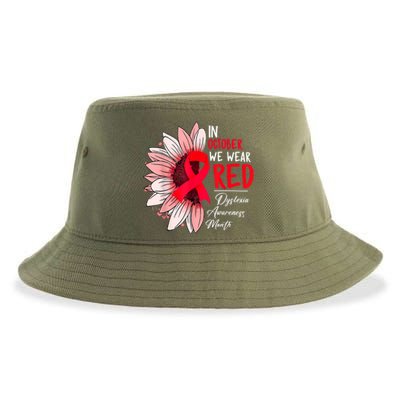 In October We Wear Red Sunflower Dyslexia Awareness Month Sustainable Bucket Hat