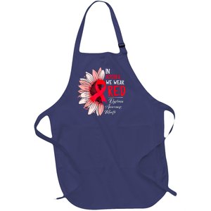 In October We Wear Red Sunflower Dyslexia Awareness Month Full-Length Apron With Pockets