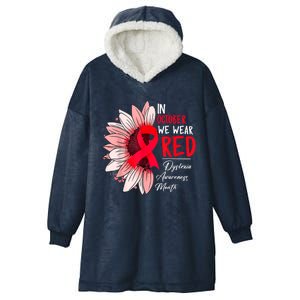 In October We Wear Red Sunflower Dyslexia Awareness Month Hooded Wearable Blanket