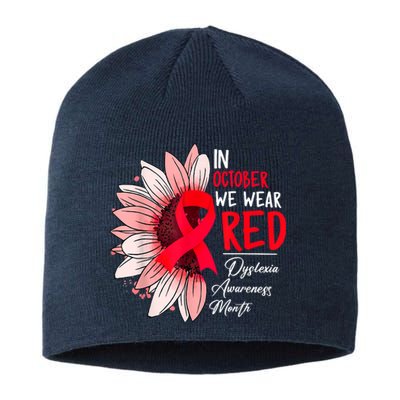 In October We Wear Red Sunflower Dyslexia Awareness Month Sustainable Beanie