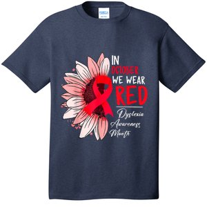 In October We Wear Red Sunflower Dyslexia Awareness Month T-Shirt