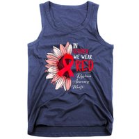 In October We Wear Red Sunflower Dyslexia Awareness Month Tank Top