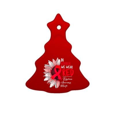 In October We Wear Red Sunflower Dyslexia Awareness Month Ceramic Tree Ornament