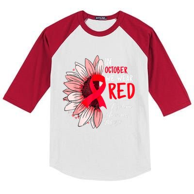 In October We Wear Red Sunflower Dyslexia Awareness Month Kids Colorblock Raglan Jersey