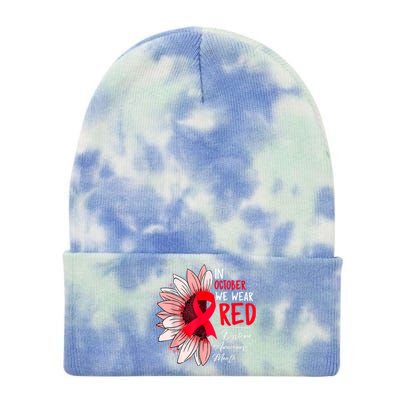 In October We Wear Red Sunflower Dyslexia Awareness Month Tie Dye 12in Knit Beanie